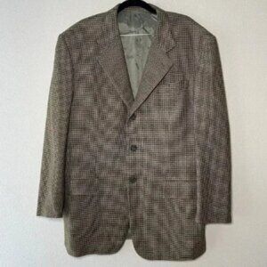 Isaia Wool Cashmere Sport Coat Blazer Jacket EU 52 Houndstooth Brown US 42